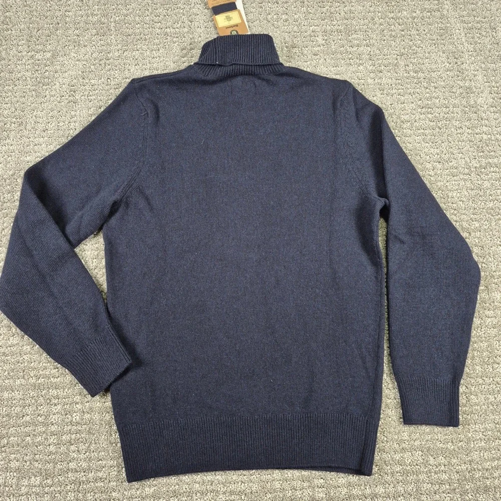 Barbour Sweater Mens S Navy Blue Leahill Roll Neck Wool Cotton Pullover NWT